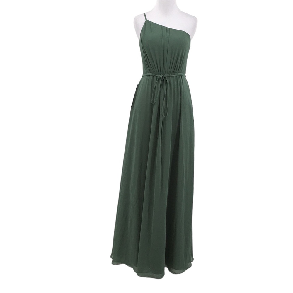 Azazie Eucalyptus Green Hoya One Shoulder Bridesmaid Dress Womens A2 Padded